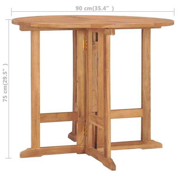 Skládací zahradní jídelní stůl Ø 90 x 75 cm masivní teak 315446