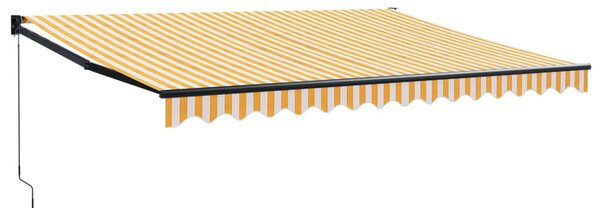 Zatahovací markýza žlutá a bílá 4,5 x 3 m textil a hliník 3154459