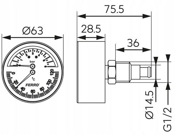 Teploměr Ferro TM63A
