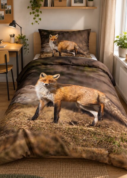3d povlečení s liškou - Fox mikroplyš 140x200 cm