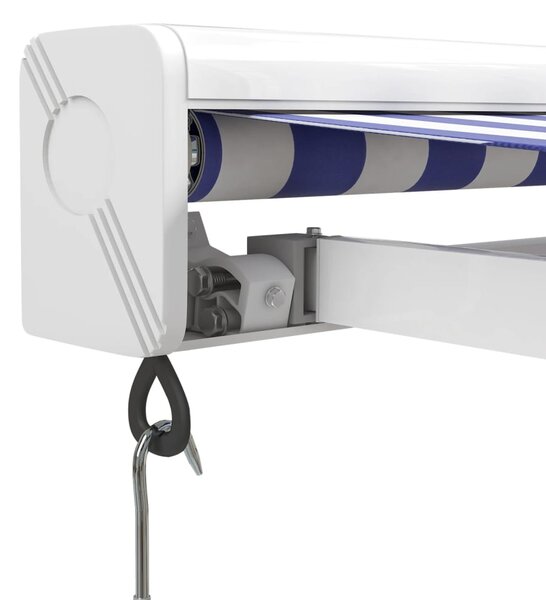 Zatahovací markýza modrá a bílá 5 x 3 m textil a hliník 3154525