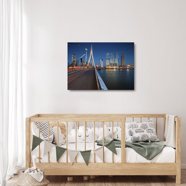 Skleněný obraz - Stmívání v Rotterdamu, Holandsko (70x50 cm)