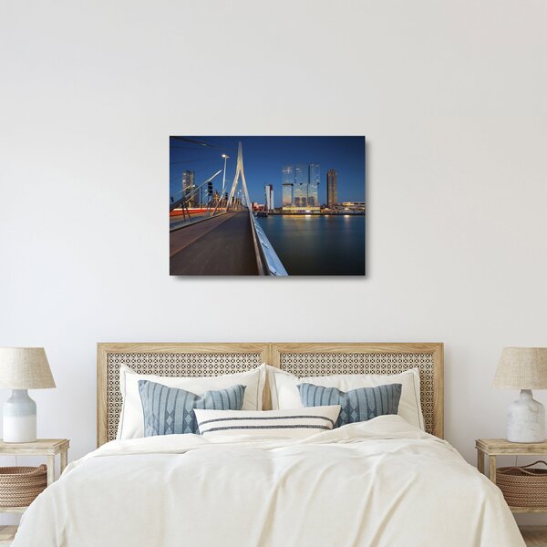 Skleněný obraz - Stmívání v Rotterdamu, Holandsko (70x50 cm)