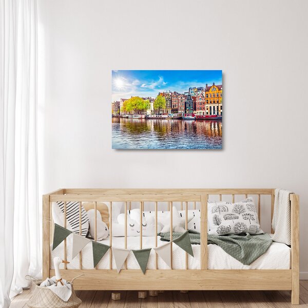 Skleněný obraz - Tančící domy, Amsterdam (70x50 cm)