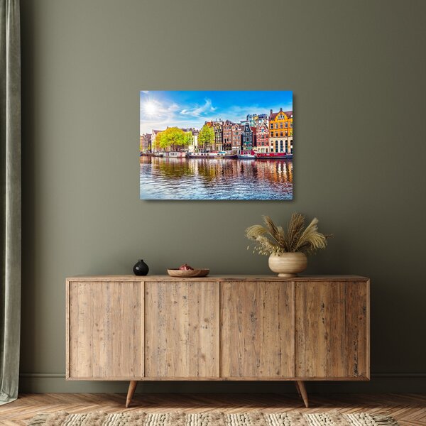 Skleněný obraz - Tančící domy, Amsterdam (70x50 cm)