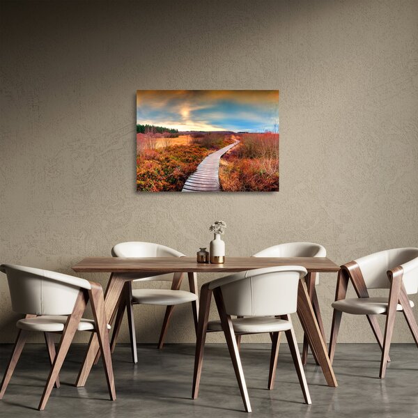 Skleněný obraz - Podzimní cesta krajinou (70x50 cm)