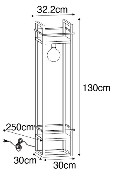 Průmyslová stojací lampa černá - Cage Rack