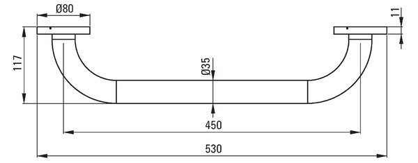 Deante Vital příslušenství, nástěnné kovové madlo 530 mm, ocel kartáčovaná, NIV_041B