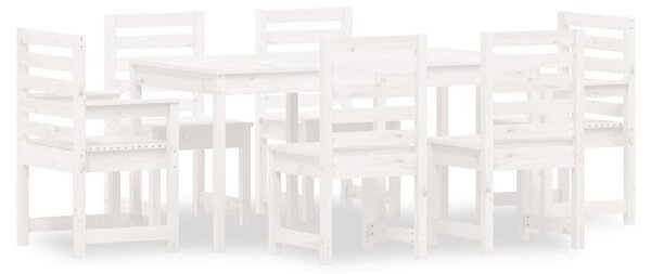 7dílný zahradní jídelní set bílý masivní borové dřevo 3154708