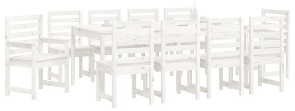 11dílný zahradní jídelní set bílý masivní borové dřevo 3154720