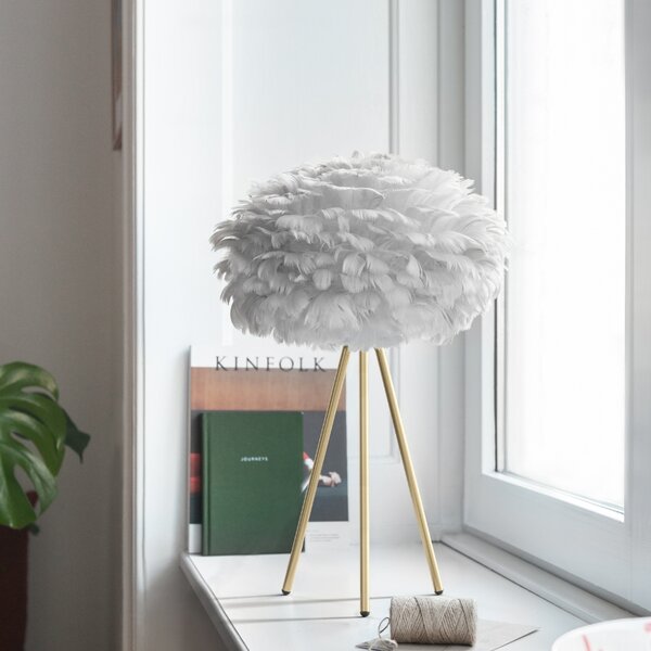 Umage Světle šedé závěsné světlo Eos Mini z pravých husích per Ø 35 cm