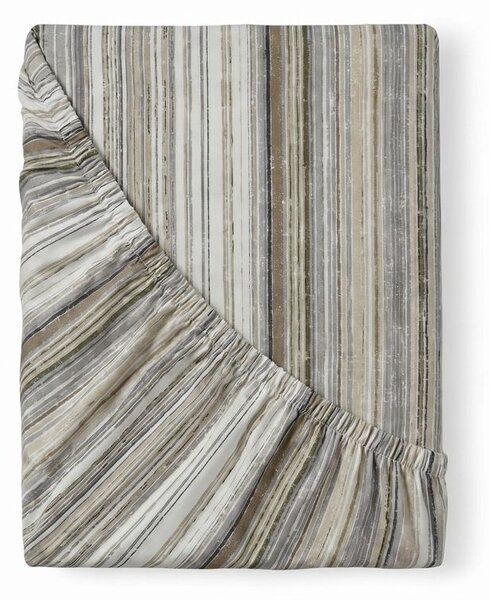 Kvalitex Bavlněné napínací prostěradlo proužek šedobéžový 120x200cm