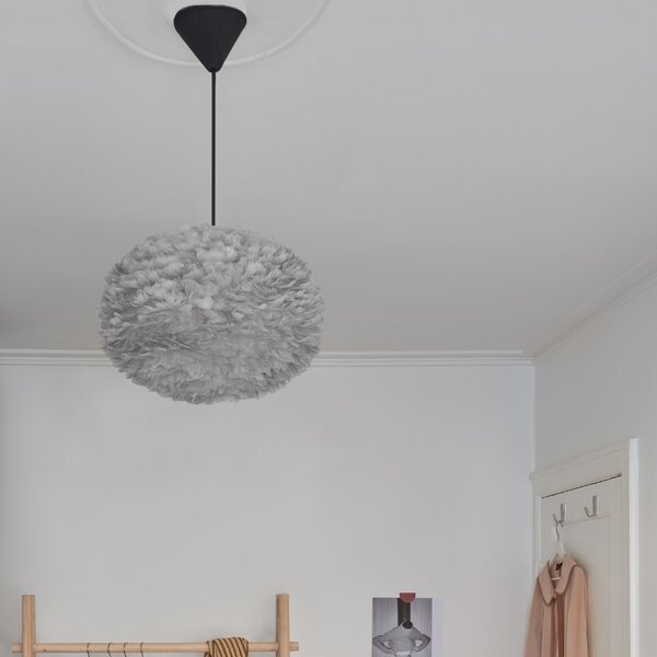 Umage Světle šedé závěsné světlo Eos Mini z pravých husích per Ø 35 cm