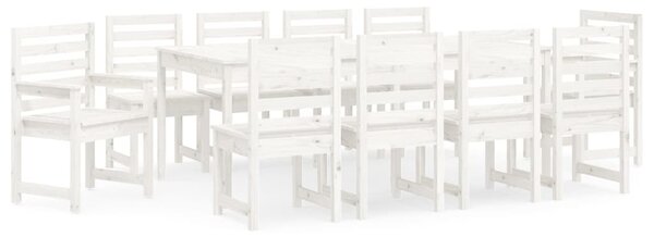 11dílný zahradní jídelní set bílý masivní borové dřevo 3154720