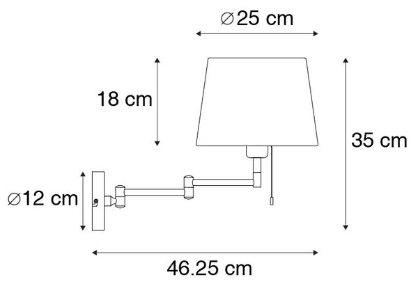 Bronzová nástěnná lampa s bílým kloboukem a nastavitelným ramenem - Ladas Deluxe