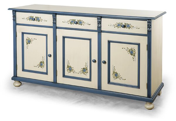 Široká malovaná komoda ze série Le Florac bleu