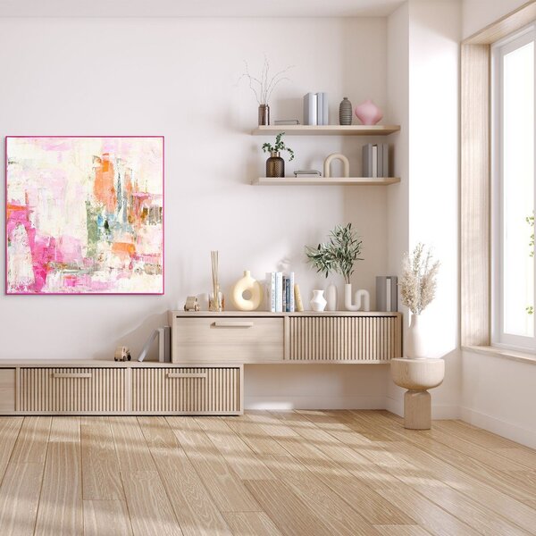 Tištěný/s ručně malovanými prvky obraz s rámem/na plátně 102x102 cm New Age Pink – Malerifabrikken