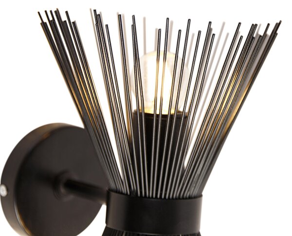 Art Deco nástěnná lampa černá 2-světlo - Broom