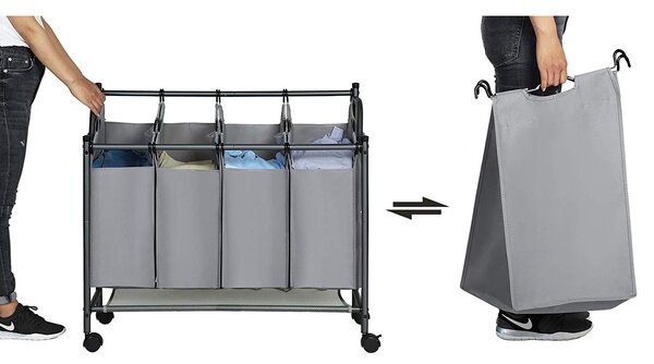 SONGMICS Koš na prádlo GERARD 4X35 L šedý