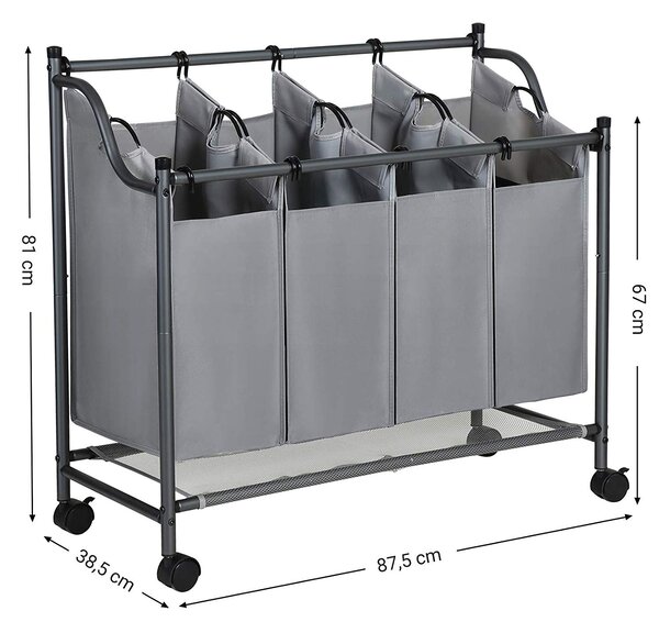 SONGMICS Koš na prádlo GERARD 4X35 L šedý
