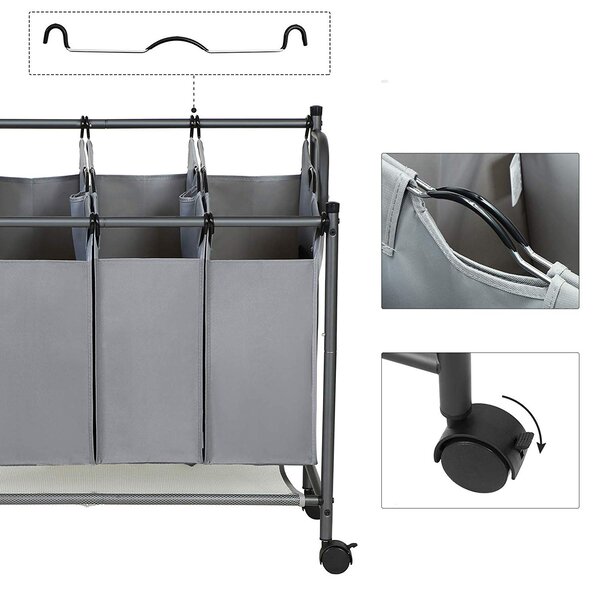 SONGMICS Koš na prádlo GERARD 4X35 L šedý