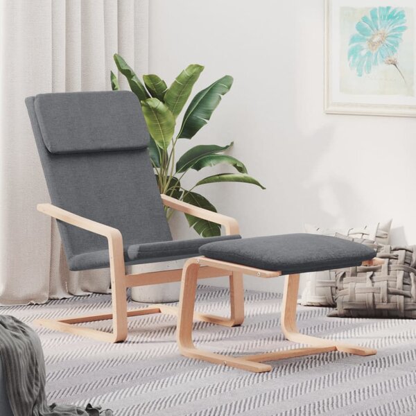 Relaxační křeslo s podnožkou tmavě šedé textil 3154897
