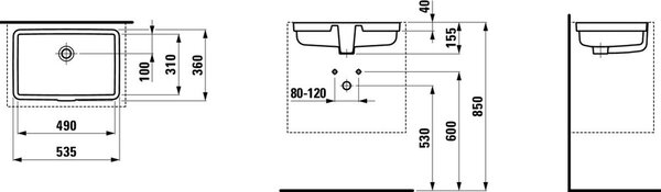 Laufen Living City umyvadlo 49x31 cm obdélníkový pod pult bílá lesk H8124310001091