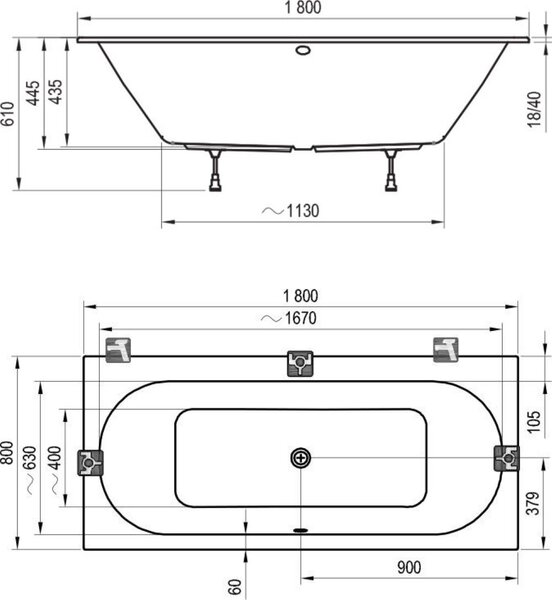 Ravak City obdélníková vana 180x80 cm bílá C920000000