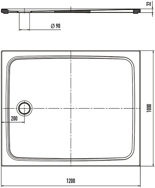 Kaldewei Cayonoplan obdélníková sprchová vanička 120x100 cm bílá 375747980001
