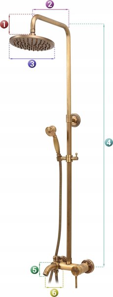 SPRCHOVÝ SET Fala Retro Bronze s jednopákovou dešťovou sprchou