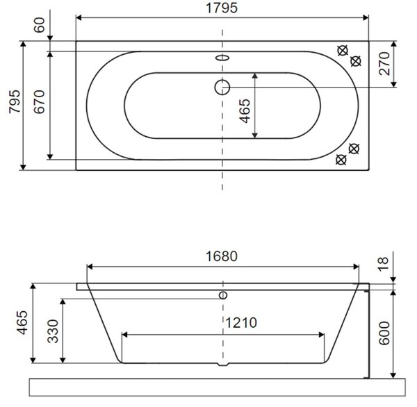 Excellent Oceana obdélníková vana slim 180x80 cm WAEX.OCE18ANMS