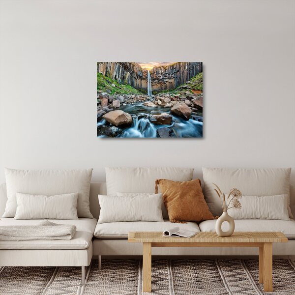 Skleněný obraz - Vodopád Svartifoss, Island (70x50 cm)