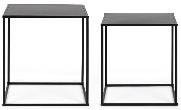 -25 % Dny MOMENTI– Bizzotto Set dvou černých kovový odkládací stolků Alrik 34x34 / 38x38 cm