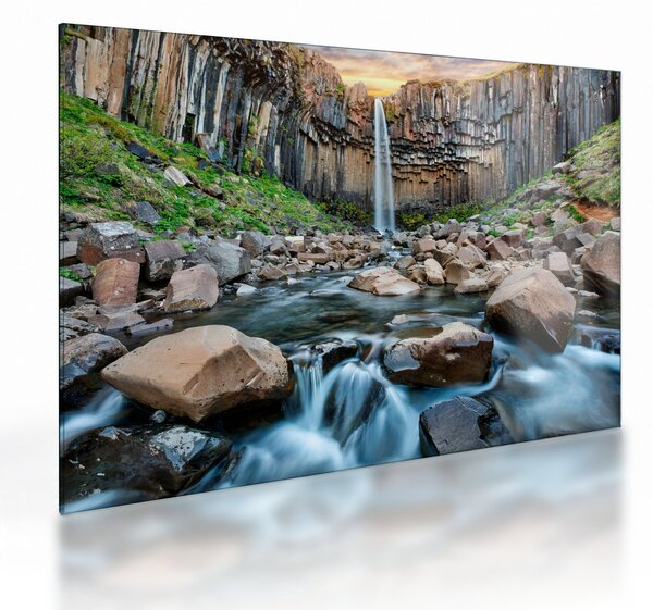 Skleněný obraz - Vodopád Svartifoss, Island (70x50 cm)