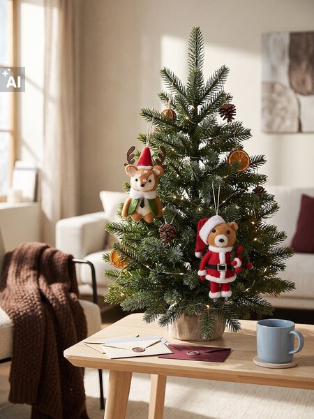 Sinsay - Vánoční závěsné dekorace ve tvaru soba a medvídka v oblečení Santa Clause 2 pack - vícebarevná