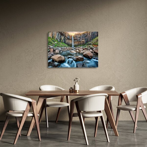 Skleněný obraz - Vodopád Svartifoss, Island (70x50 cm)
