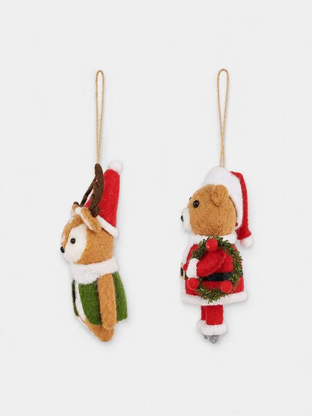 Sinsay - Vánoční závěsné dekorace ve tvaru soba a medvídka v oblečení Santa Clause 2 pack - vícebarevná
