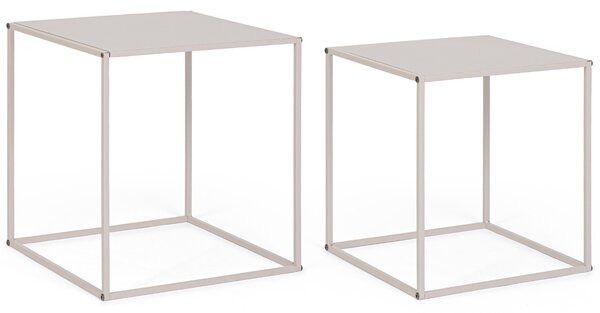 -25 % Dny MOMENTI– Bizzotto Set dvou béžových kovový odkládací stolků Alrik 34x34 / 38x38 cm