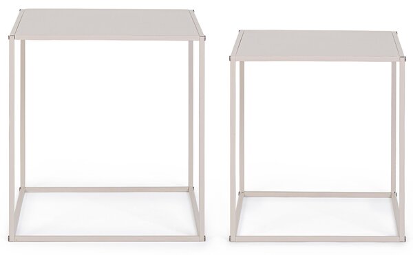 -25 % Dny MOMENTI– Bizzotto Set dvou béžových kovový odkládací stolků Alrik 34x34 / 38x38 cm