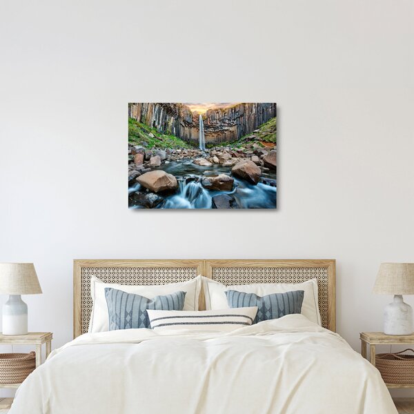 Skleněný obraz - Vodopád Svartifoss, Island (70x50 cm)