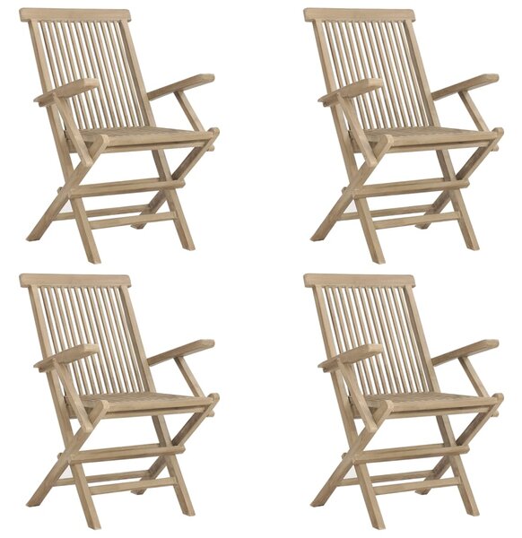 5dílný zahradní jídelní set šedý masivní teakové dřevo 3155043