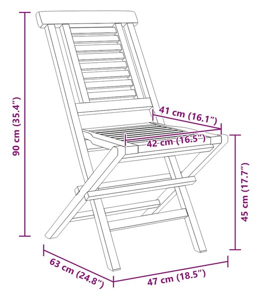 Skládací židle 8 ks 47x63x90 cm masivní teak 3155048