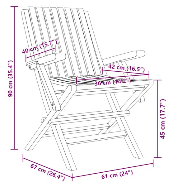 Skládací židle 6 ks 61x67x90 cm masivní teak 3155056