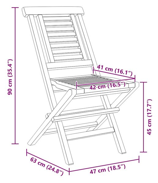 Skládací židle 6 ks 47x63x90 cm masivní teak 3155047