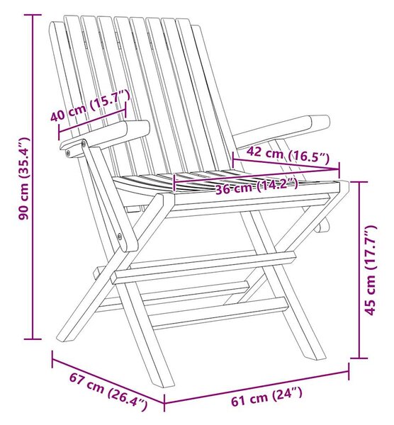 Skládací židle 4 ks 61x67x90 cm masivní teak 3155055