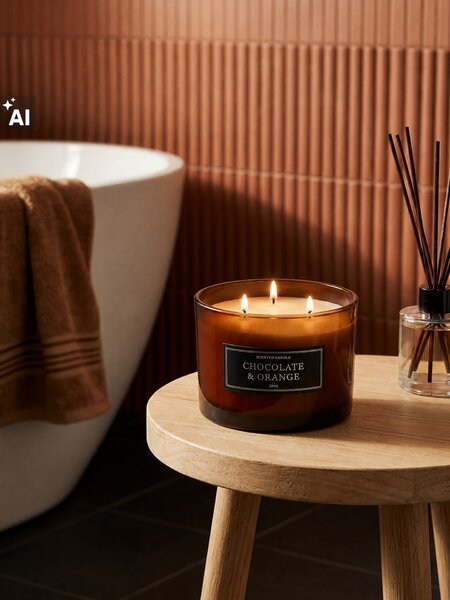 Sinsay - Vonná svíčka se třemi knoty Chocolate & Orange - hnědá