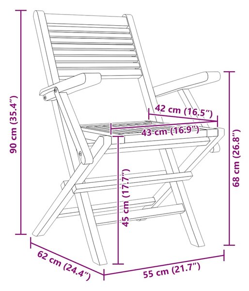 Skládací židle 4 ks 55x62x90 cm masivní teak 3155067