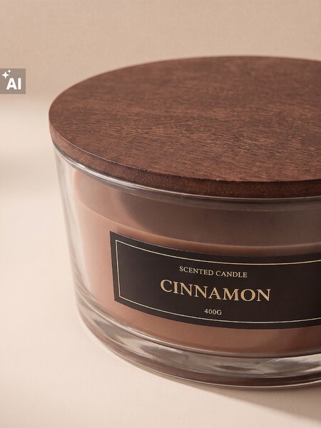 Sinsay - Vonná svíčka s dřevěným knotem Cinnamon - béžová