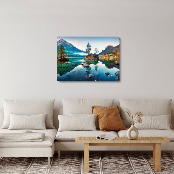 Skleněný obraz - Jezero Hintersee, Bavorské Alpy, Rakousko (70x50 cm)