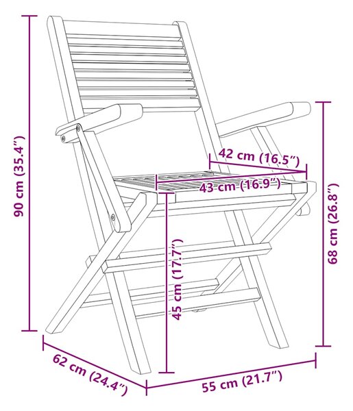 Skládací židle 6 ks 55x62x90 cm masivní teak 3155068